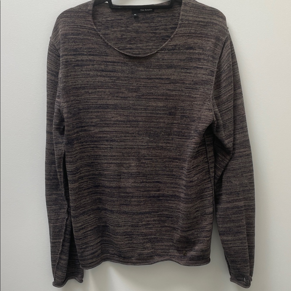 The Kooples 100% Cotton Marled Brown Sweater Size XL